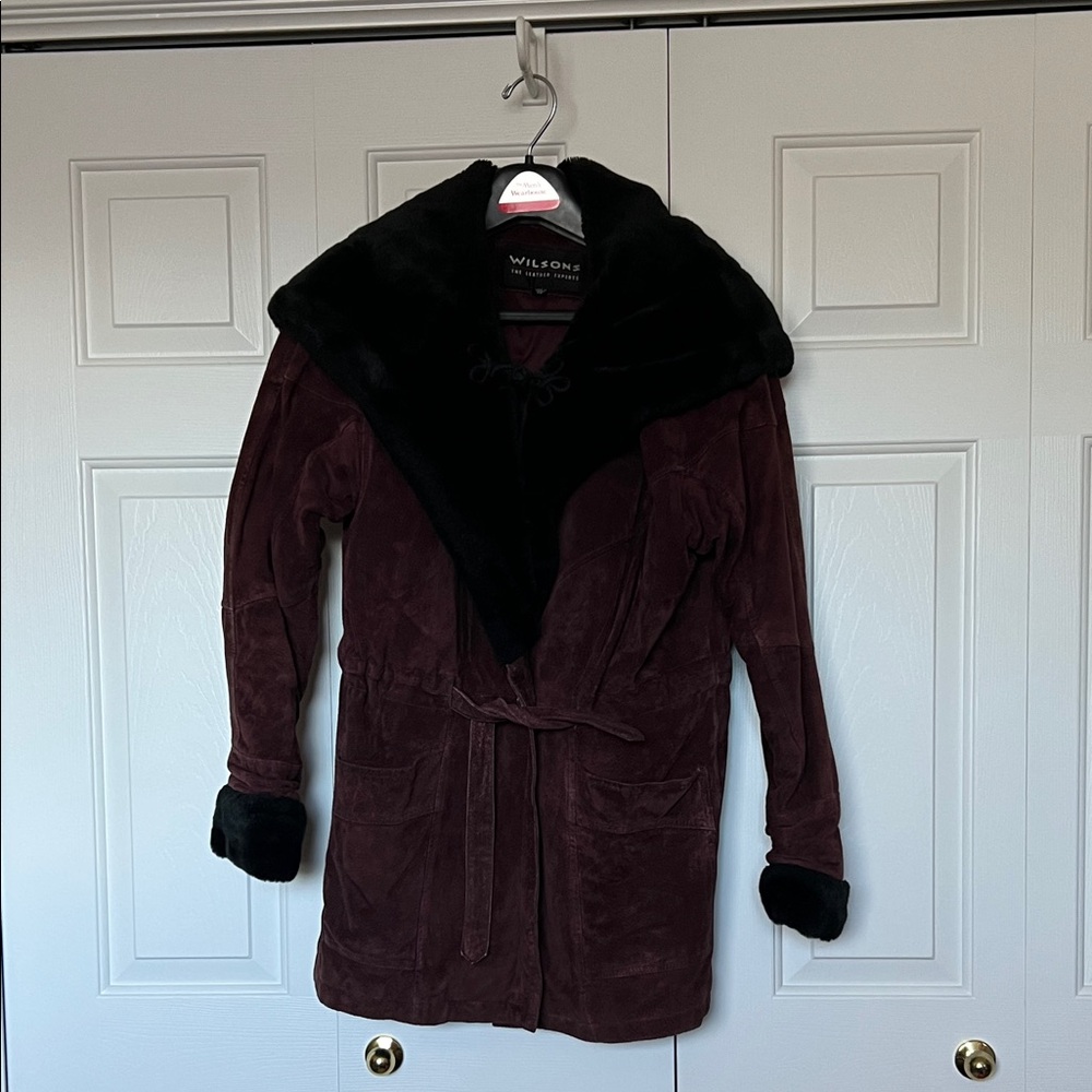 Wilsons Leather Burgundy and Black Winter Jacket